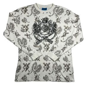 Y2K Wckd Waffle Thermal Shirt Mens XL White Henley Skater Punk Grunge